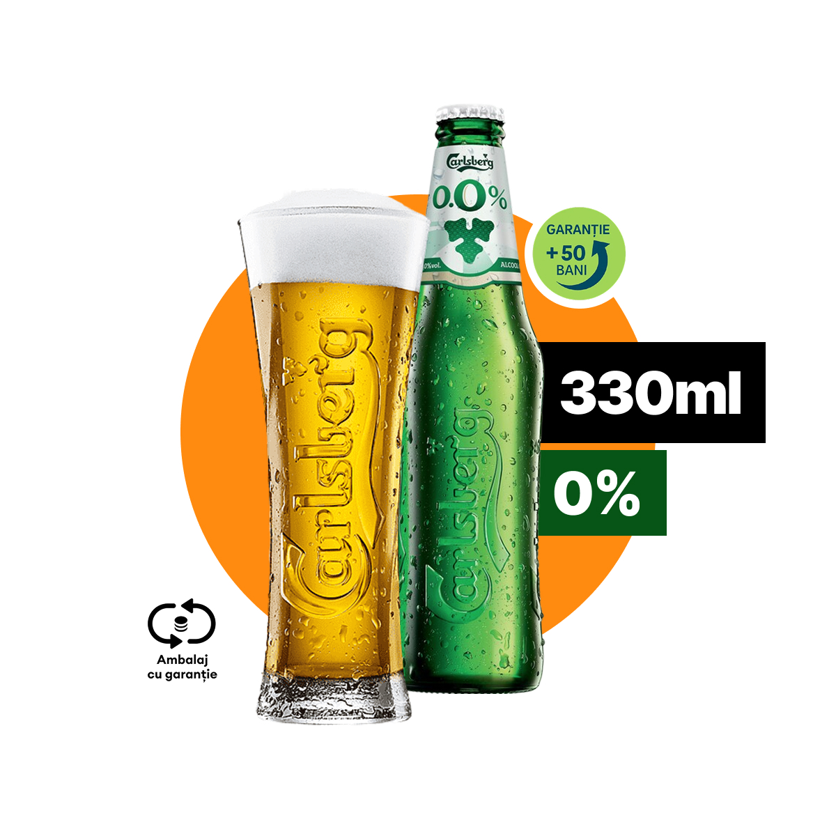 Tot gustul Carlsberg, 0,0% alcool. Șoferul nu rămâne pe uscat.