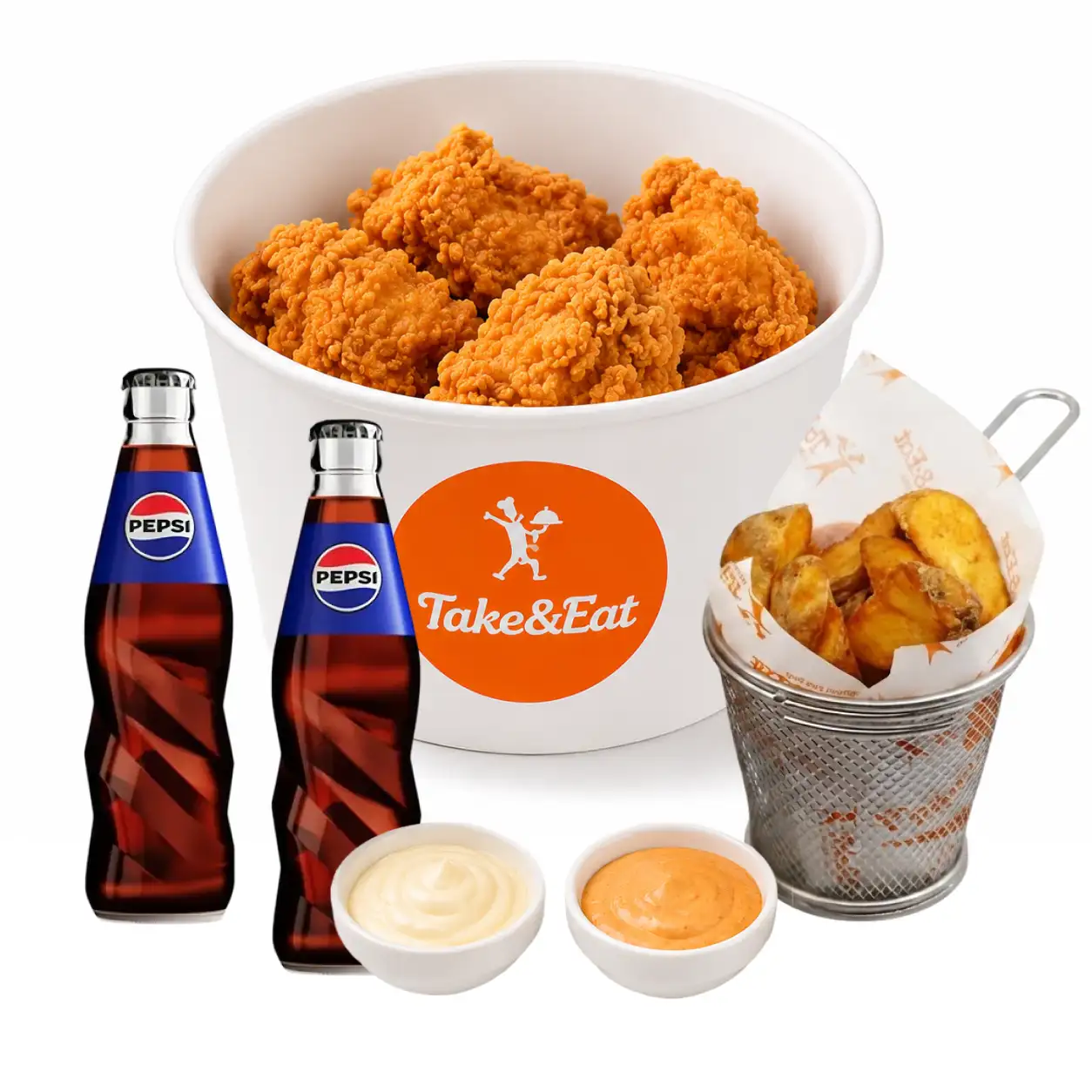 Pui crispy pentru doi, cartofi și sosuri. Restul serii vine de la sine.