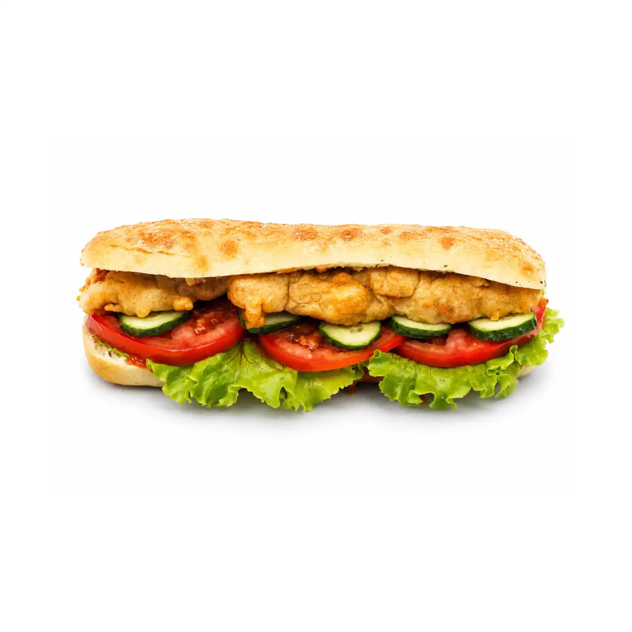 Pui crocant, maioneză, ketchup și salată, să zicem că am mâncat verdeață.