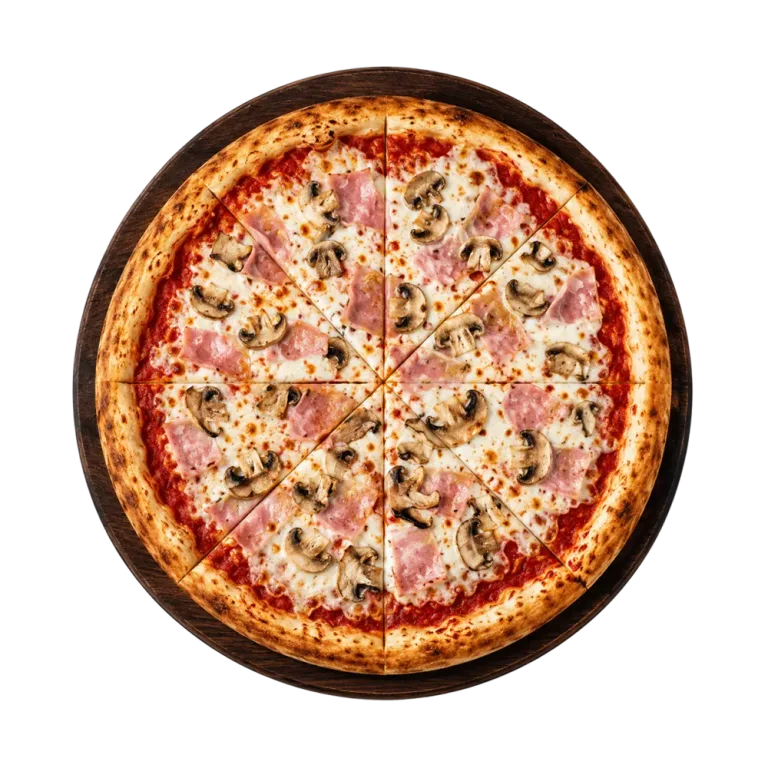 Pizza pizza prosciutto e funghi
